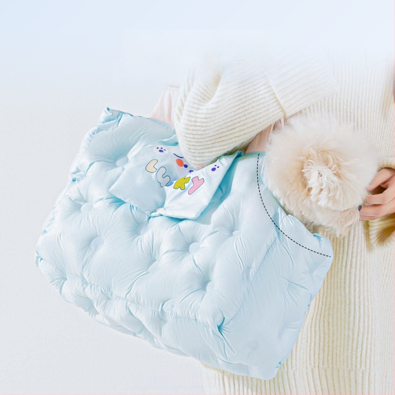 Geantă Sour Bear pentru animale de companie, pentru pisici și câini mici, cu umplutură moale din bumbac 3D, model desen animat, capacitate de până la 7,5 kg