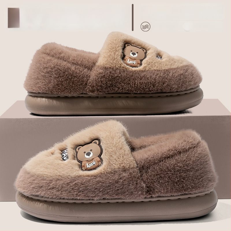 Ανδρικές παντόφλες εσωτερικού χώρου με παχιά σόλα, βελούδινο επάνω μέρος, EVA σόλα, σχέδιο κινούμενο καρτούν, φθινοπωρινό–χειμερινό 2025