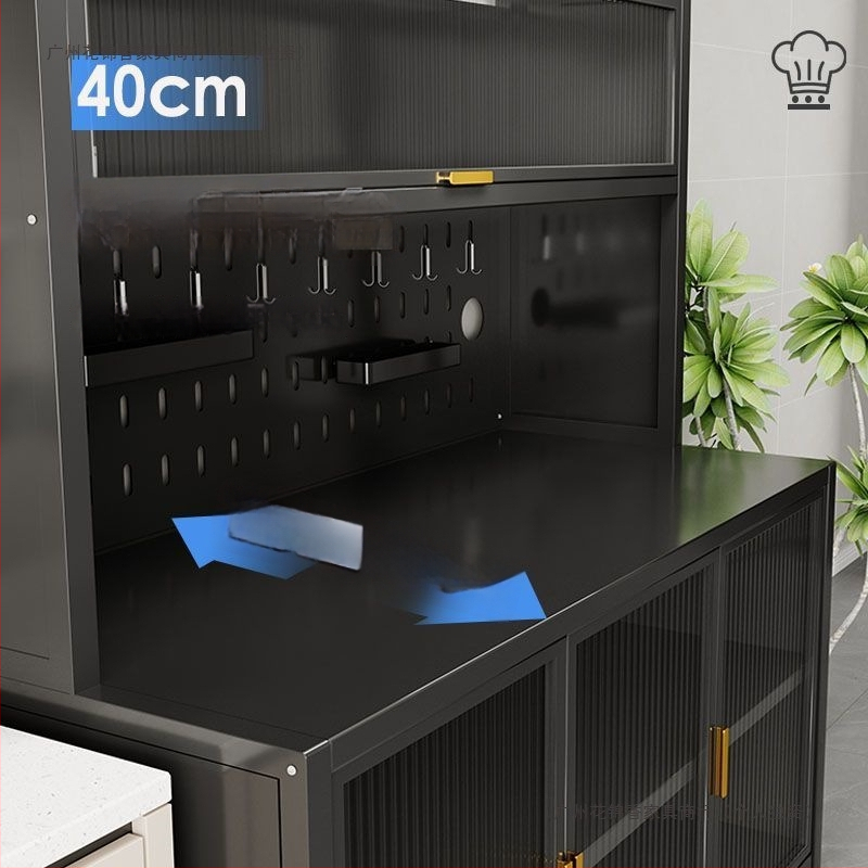 Raft de bucătărie înalt, cu mai multe rafturi, dulap lateral din fier pentru cuptor și cuptor cu microunde, fără instalare