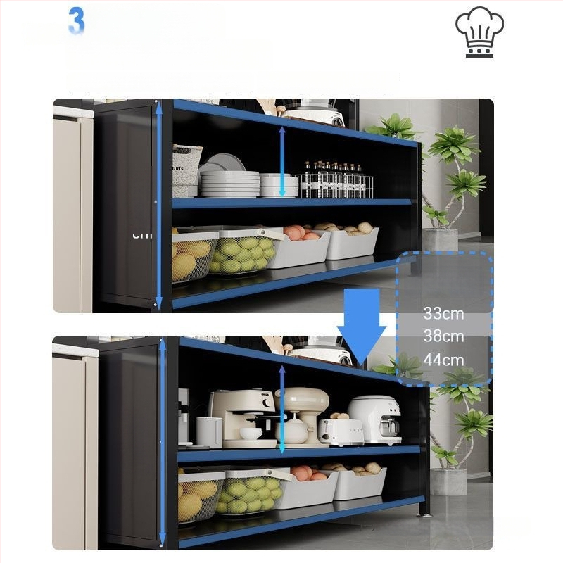 Raft de bucătărie înalt, cu mai multe rafturi, dulap lateral din fier pentru cuptor și cuptor cu microunde, fără instalare