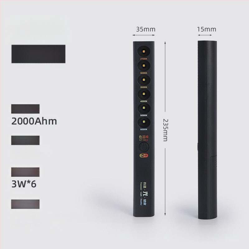 LED többfunkciós botlámpa színhőmérséklettel – hordozható színhőmérséklet-mérő eszköz (3W, 5V, 200 lm, IP40)
