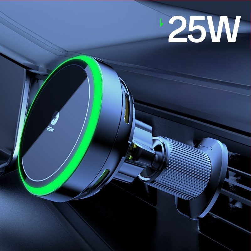 Държач за телефон за въздушен вентил с навигация, безжично зареждане, 15W, универсален за автомобил, вакуумен монтаж, минималистичен стил