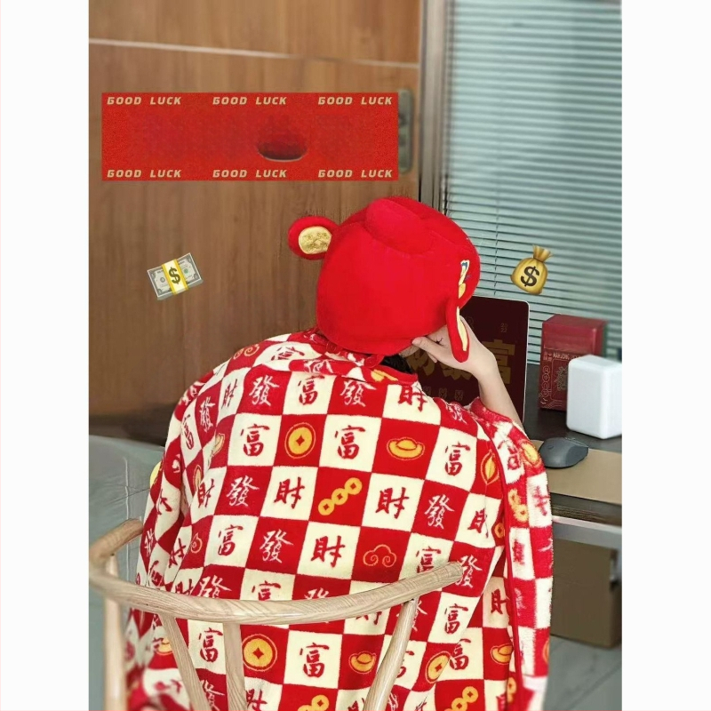 Flanel takaró geometriai mintával, poliészterből készült, alkalmas minden szezonra, modern kínai stílus