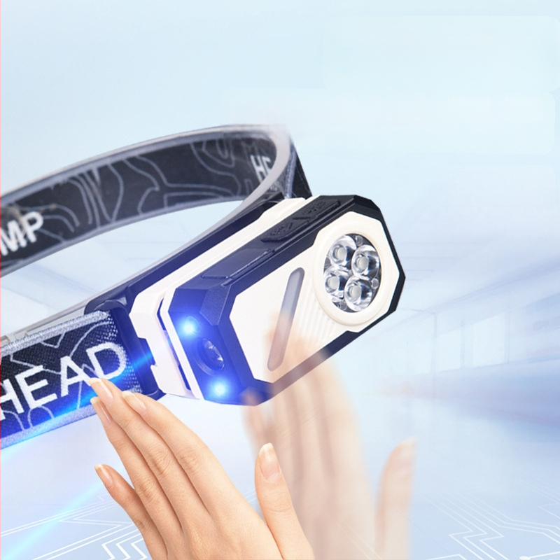 Fejlámpa szenzorral, mágneses csipesz, USB-C töltés, digitális kijelző, 5W