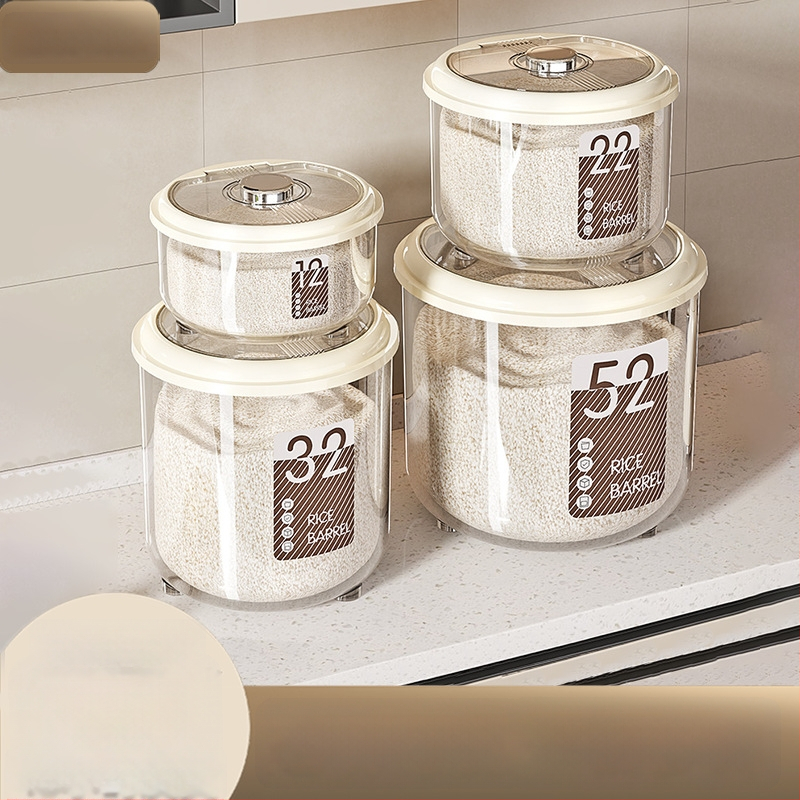 Кутия за съхранение на ориз – херметична, влагоустойчива и против насекоми, голям капацитет, кръгла пластмасова кутия PP за ориз