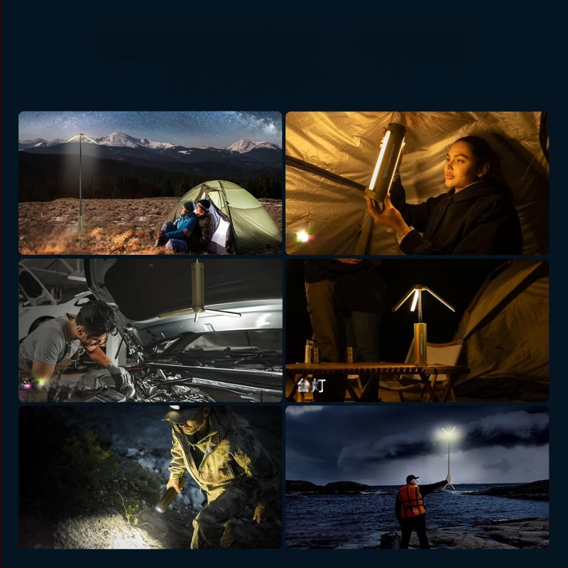 Τριποδάς τηλεσκοπικός φακός κατασκήνωσης με εξαιρετικά μεγάλη διάρκεια μπαταρίας, φορητό αναδιπλούμενο φανάρι σκηνής, λαμπτήρας πυρακτώσεως, επαναφορτιζόμενος, χωρητικότητα μπαταρίας 15600, μοντέλο YTH913929562711