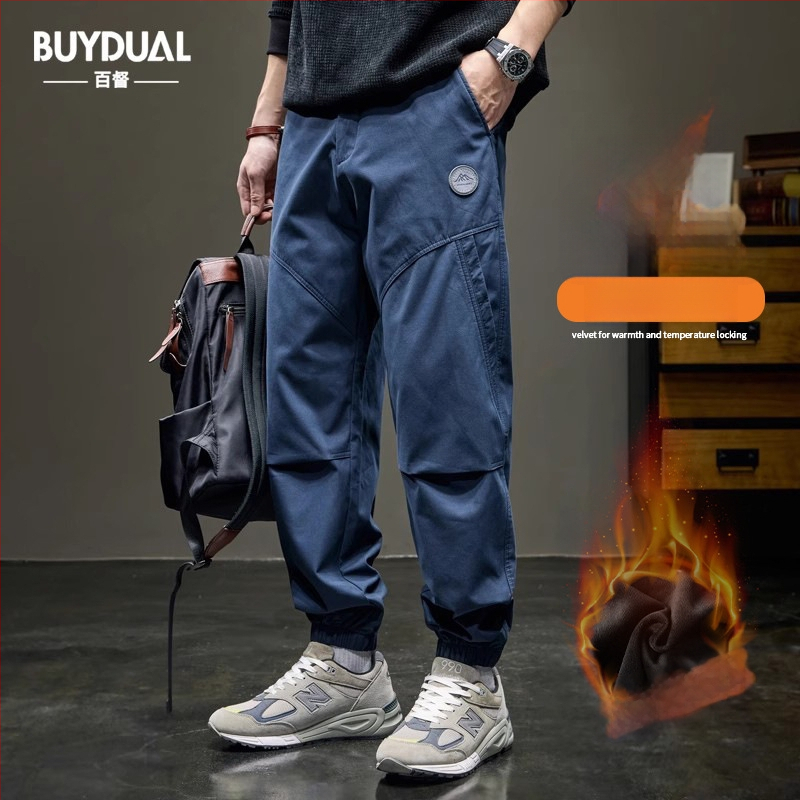 Muške jogger hlače s patchworkom u japanskom retro stilu, širokog kroja, cargo stil, proljetna kolekcija