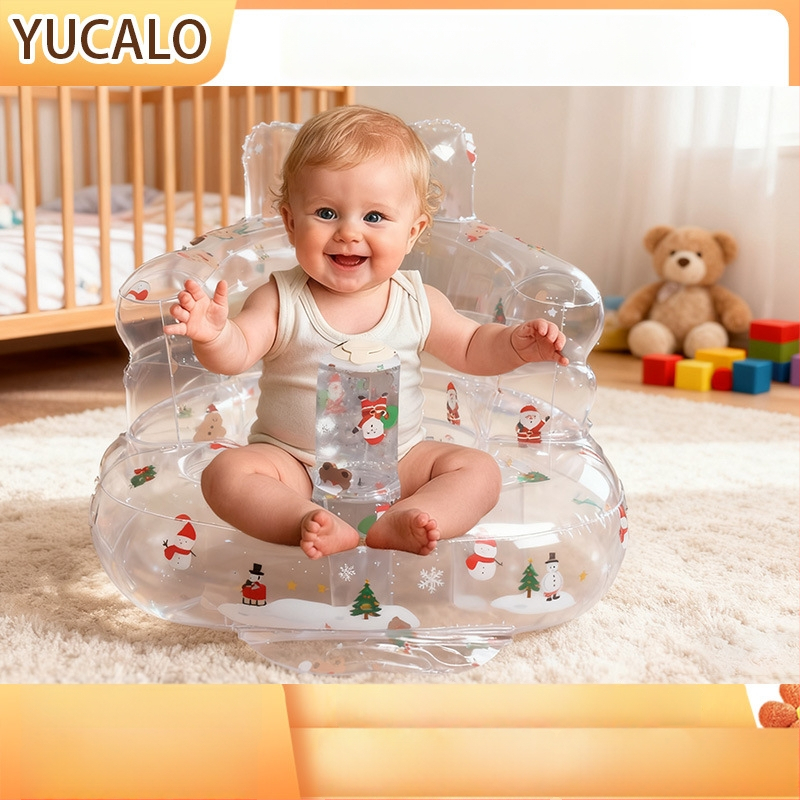 Φουσκωτό PVC παιδικό καθιστικό: διαφανές μικρό καναπέ για εκμάθηση καθίσματος και όρθωσης, κατάλληλο για 0–3 ετών, εσωτερικούς και εξωτερικούς χώρους.