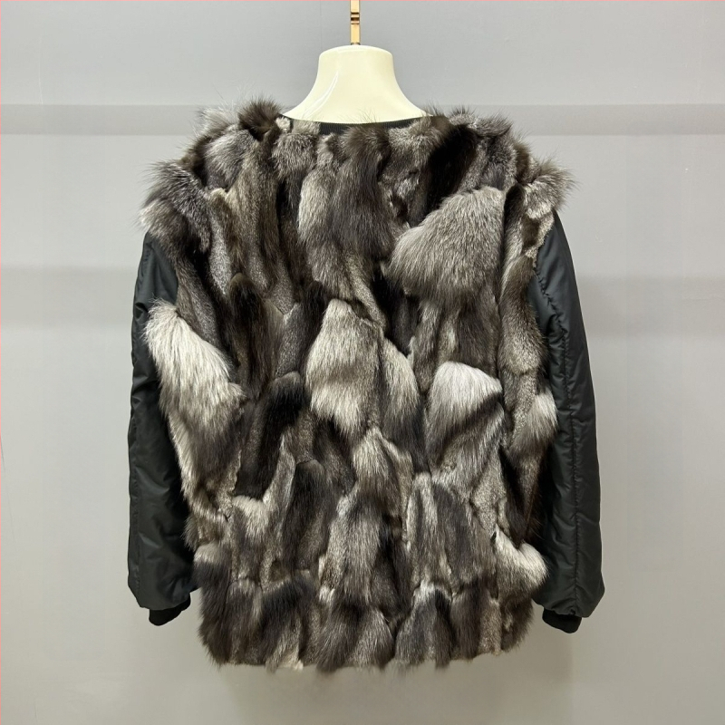 Ανδρικό παλτό με γούνα αλεπούς, εσωτερική επένδυση, αποσπώμενη κουκούλα, φερμουάρ, μεσαίο μήκος