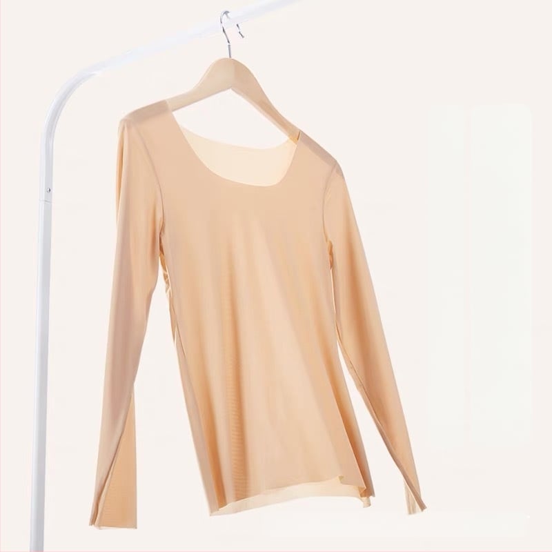 Top de bază pentru femei - nylon cald, guler rotund, mâneci lungi, grosime extra 301–350 g/m², 70–80% nylon