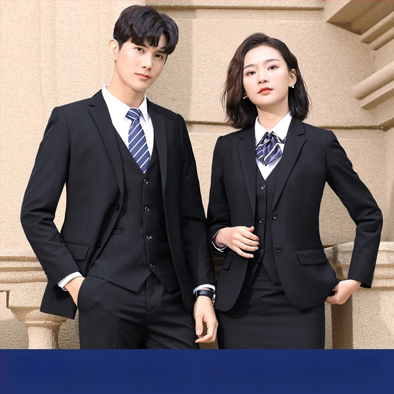 Unisex επιχειρηματικό κοστούμι με στάντ λαιμό, στενή γραμμή, ύφασμα από μίγμα βαμβακιού