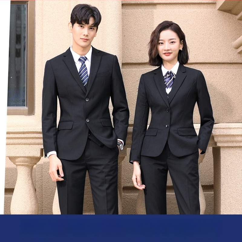 Unisex επιχειρηματικό κοστούμι με στάντ λαιμό, στενή γραμμή, ύφασμα από μίγμα βαμβακιού