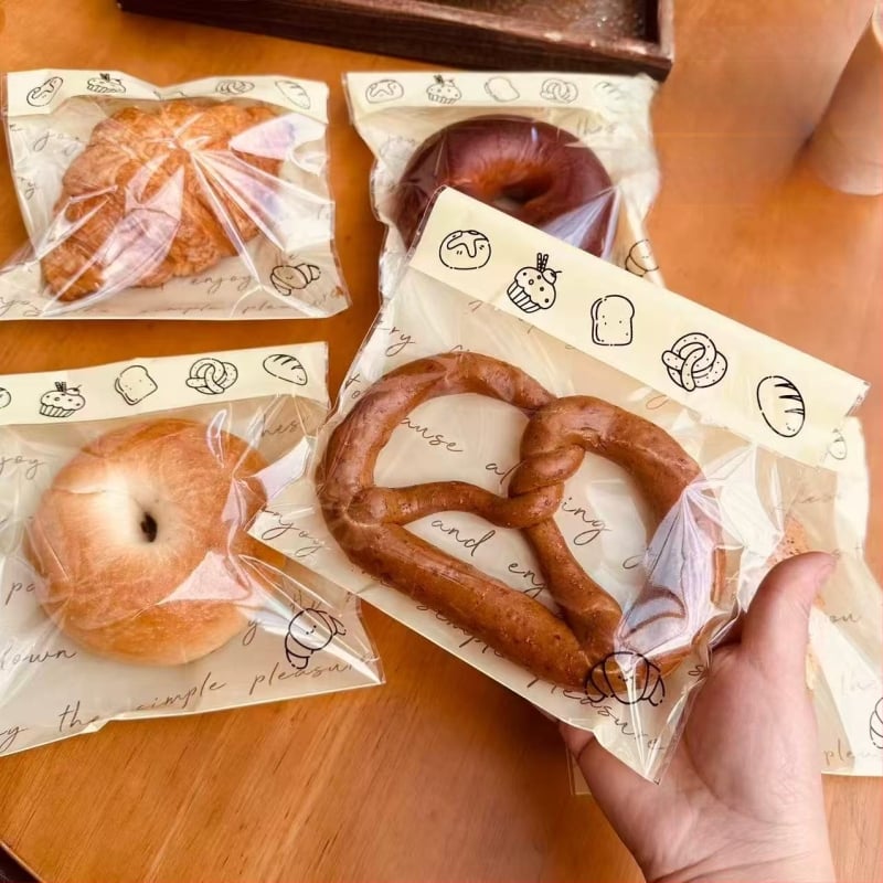 Pungi de ambalare pentru pâine, transparente, autoadezive, pentru produse de patiserie, 50/100/200/500/1000 bucăți