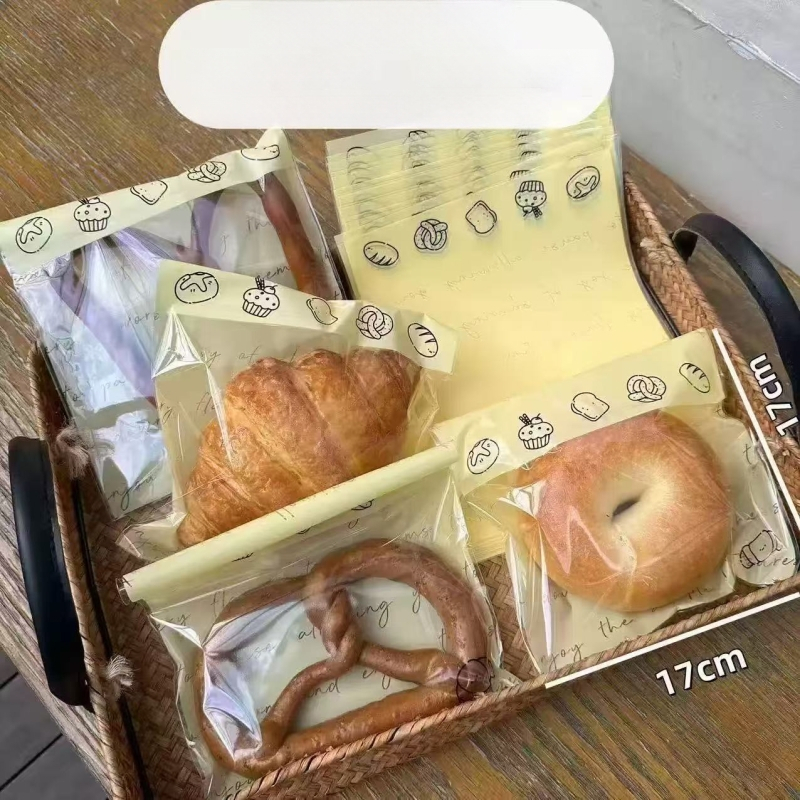 Pungi de ambalare pentru pâine, transparente, autoadezive, pentru produse de patiserie, 50/100/200/500/1000 bucăți