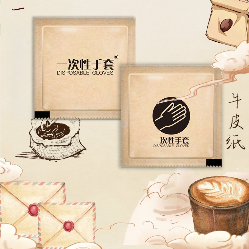 Egyszer használatos kesztyűk – élelmiszer-minőségű, átlátszó, porálló, 0,6 g vastagság, logó nyomtatás