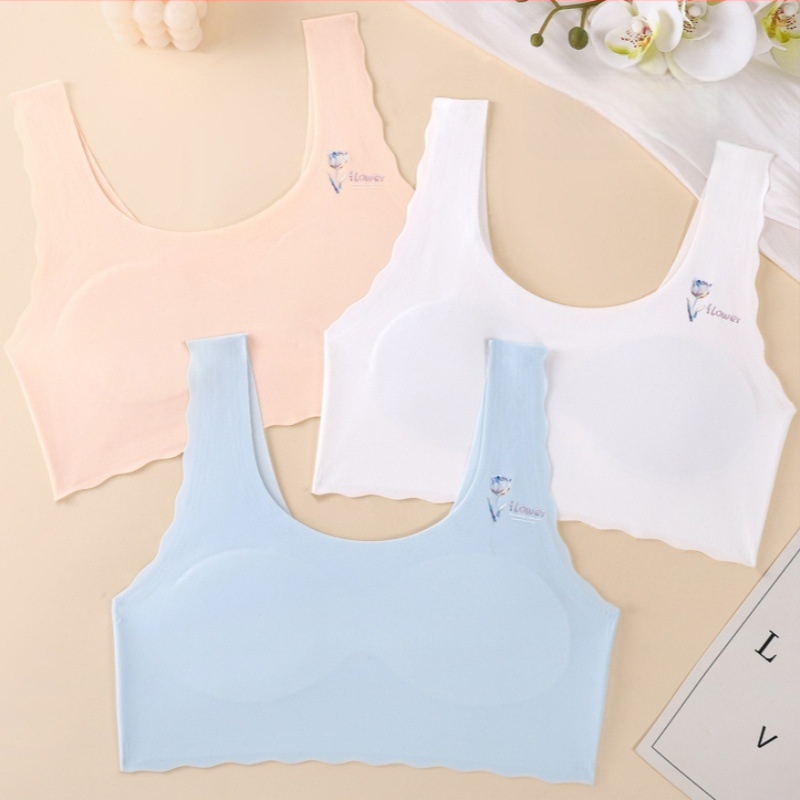 Faza 1 trening grudnjaka za djevojčice rane adolescencije, vest-stil, puni košarica, Ice Silk tkanina, podstava od najlona, 9–12 godina