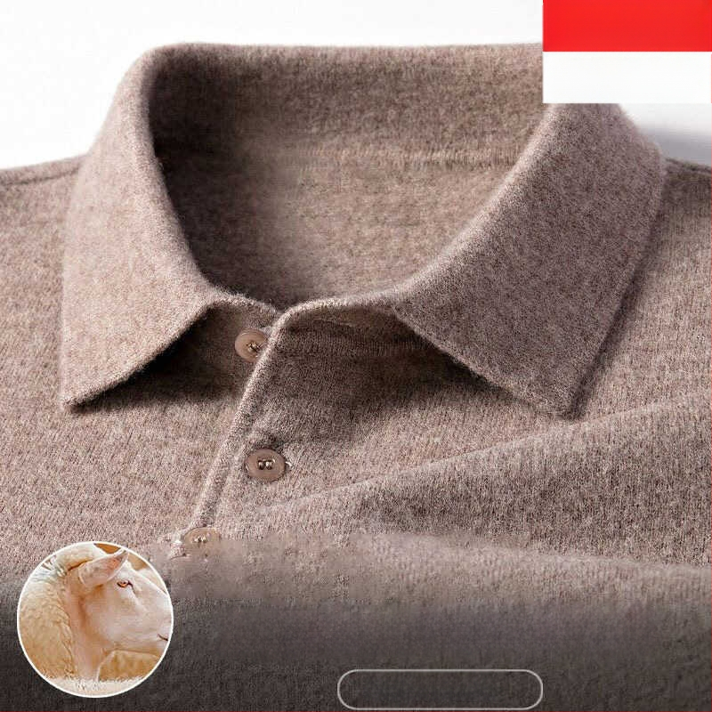 Ανδρικό πουλόβερ από κασμίρι με γιακά λαπέλ, φαρδιά γραμμή, μακριά μανίκια, μονόχρωμο, 95%+ κασμίρι