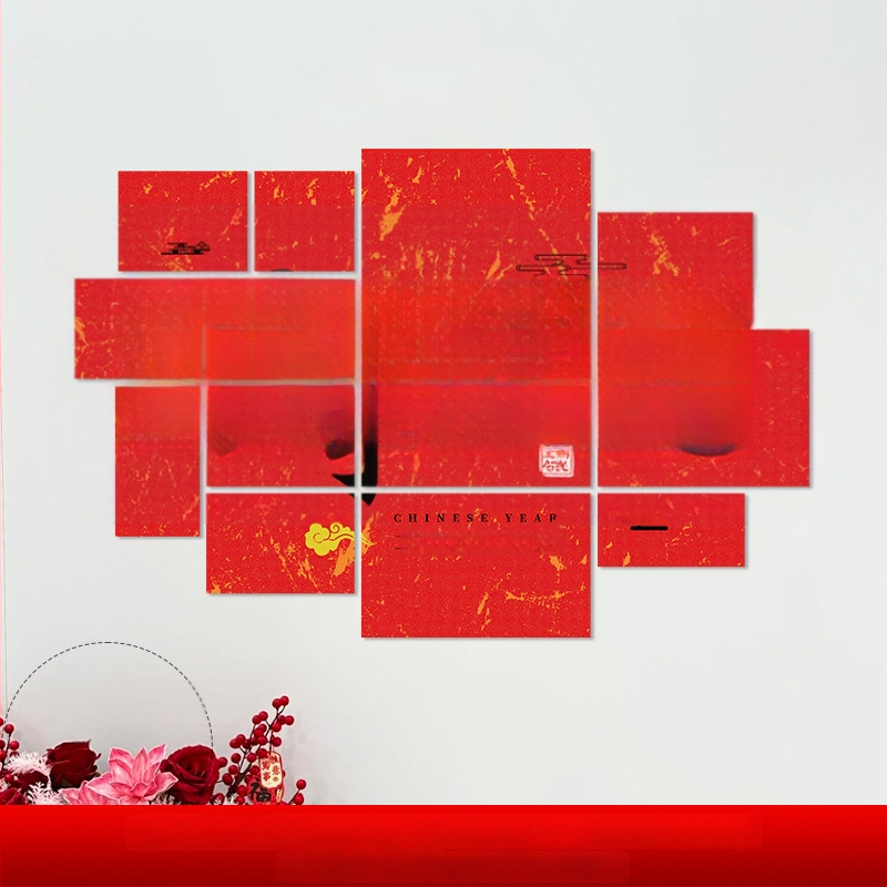 Újévi faldekoráció hátteret alkotó matrica – Ló év motívum, papír, ünnepi stílus, teremdekoráció