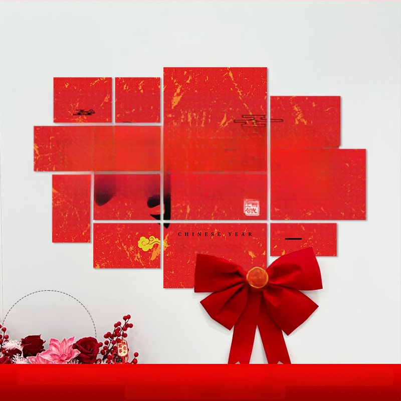 Újévi faldekoráció hátteret alkotó matrica – Ló év motívum, papír, ünnepi stílus, teremdekoráció