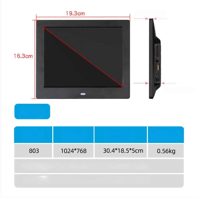 Reklám célú digitális fotókeret – 1024×600, HD LED LCD, lejátszik zenét és videót, SD/USB/TF támogatott, 16:9