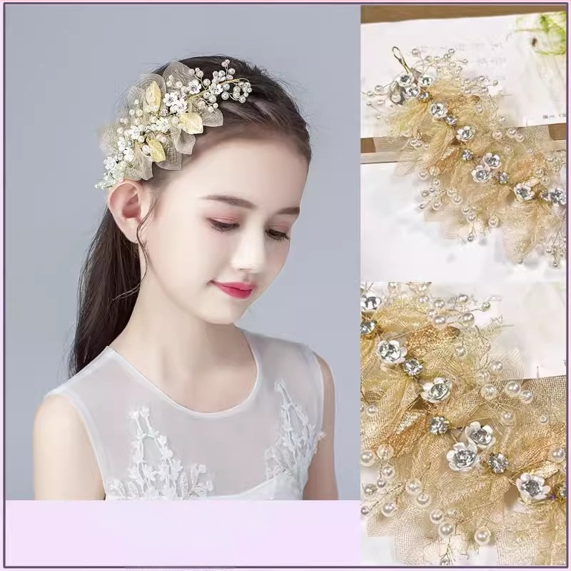 Κορδέλα κεφαλιού για παιδικό Guzheng – χειροποίητο αξεσουάρ από κράμα με κρύσταλλα κιτρίνης, κορεατικό στυλ, σειρά Princess