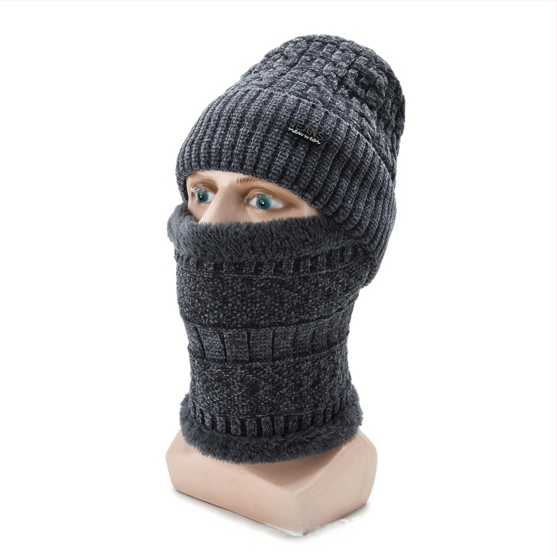 Σετ καπέλο και φουλάρι χειμωνιάτικο, unisex, ακρυλικό νήμα, ζακάρντ πλέξιμο, ριγέ μοτίβο