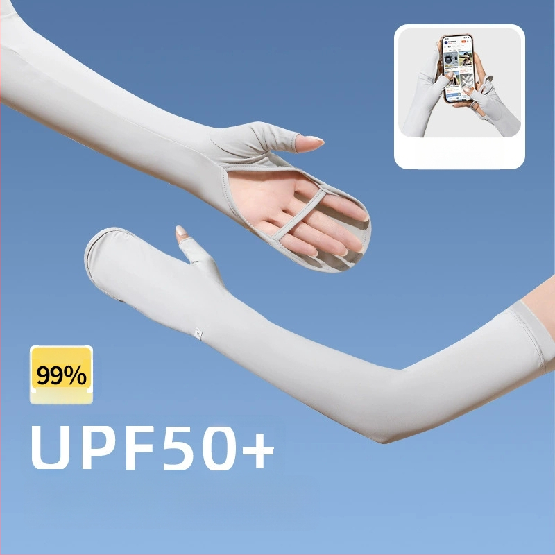 Дамски UV ръкави за защита от слънцето, нейлон, охлаждащ плат, минималистичен спортен стил, пролет 2025