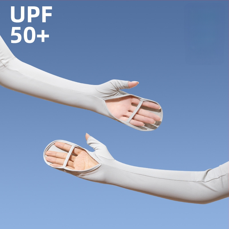 Дамски UV ръкави за защита от слънцето, нейлон, охлаждащ плат, минималистичен спортен стил, пролет 2025