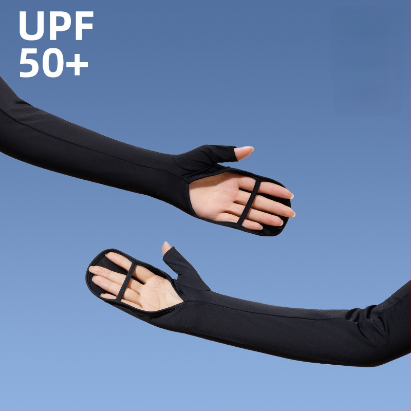 Дамски UV ръкави за защита от слънцето, нейлон, охлаждащ плат, минималистичен спортен стил, пролет 2025