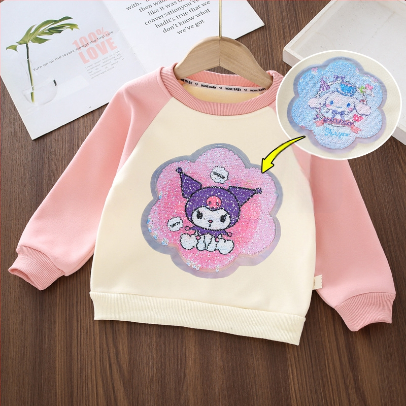 Παιδικός πουλόβερ-φούτερ με παγιέτες που αλλάζουν χρώμα – Καρτούν σχέδιο, μακριά μανίκια, βαμβακό μείγμα, κορεατικό στυλ, για παιδιά 3–8 ετών