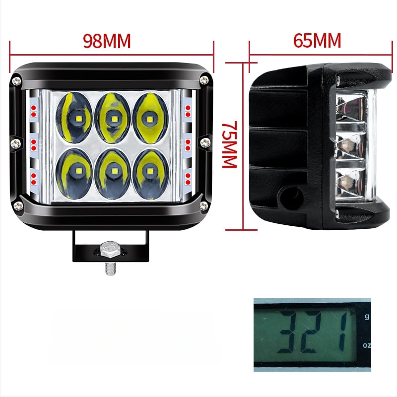 Három oldalú LED munka lámpa autókhoz - 36W, 3000lm, 9-36V, alumínium