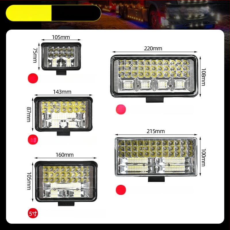 LED széles látószögű munka lámpa teherautók és terepjárók számára, 12/24V, 30W, 15000 lm, 3000K, alumíniumötvözet