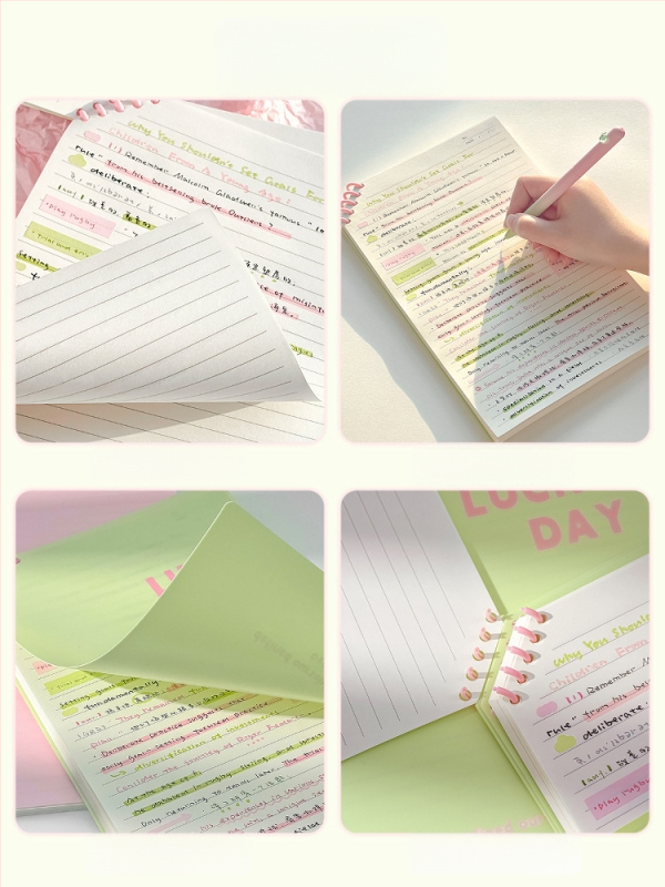 Caiet PP cu colțuri tăiate, foi detașabile, 120 pagini, hârtie 40 g