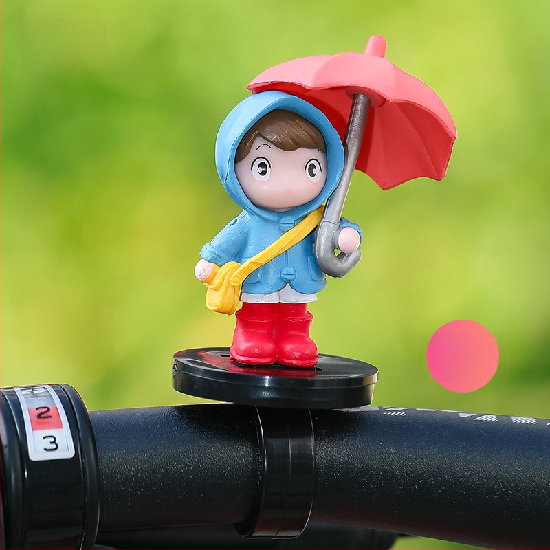 Διάκοσμητικό ποδηλάτου: κοριτσάκι σε καρτούν στυλ υπό ομπρέλα, σχέδιο με λουρί, ύφασμα βισκόζη, μάρκα Tang Yi, διακοσμητικό αξεσουάρ