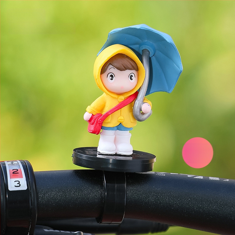 Διάκοσμητικό ποδηλάτου: κοριτσάκι σε καρτούν στυλ υπό ομπρέλα, σχέδιο με λουρί, ύφασμα βισκόζη, μάρκα Tang Yi, διακοσμητικό αξεσουάρ