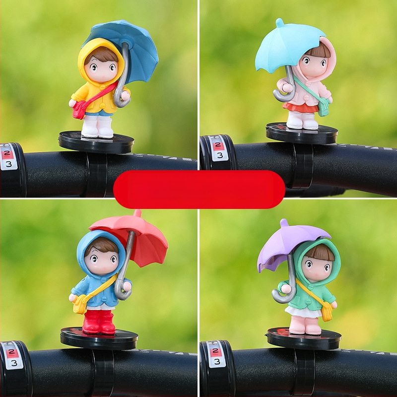 Διάκοσμητικό ποδηλάτου: κοριτσάκι σε καρτούν στυλ υπό ομπρέλα, σχέδιο με λουρί, ύφασμα βισκόζη, μάρκα Tang Yi, διακοσμητικό αξεσουάρ