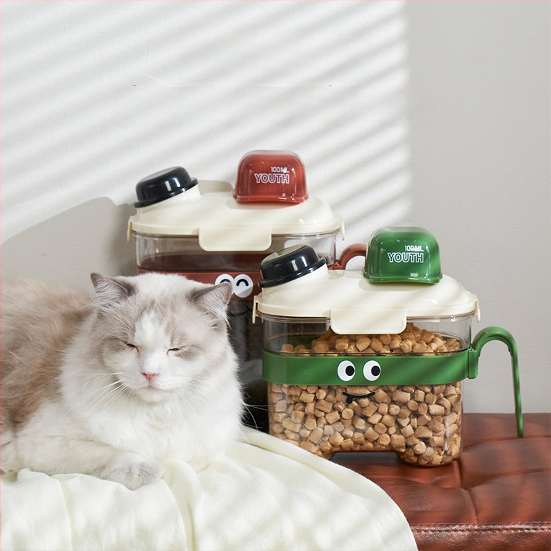 Δοχείο Αποθήκευσης Τροφίμων Κατοικίδιων — σφραγισμένο, αδιάβροχο, πλαστικό, 1600 ml, για γάτες και σκύλους