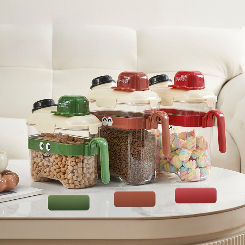 Δοχείο Αποθήκευσης Τροφίμων Κατοικίδιων — σφραγισμένο, αδιάβροχο, πλαστικό, 1600 ml, για γάτες και σκύλους