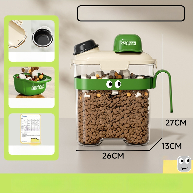 Δοχείο Αποθήκευσης Τροφίμων Κατοικίδιων — σφραγισμένο, αδιάβροχο, πλαστικό, 1600 ml, για γάτες και σκύλους