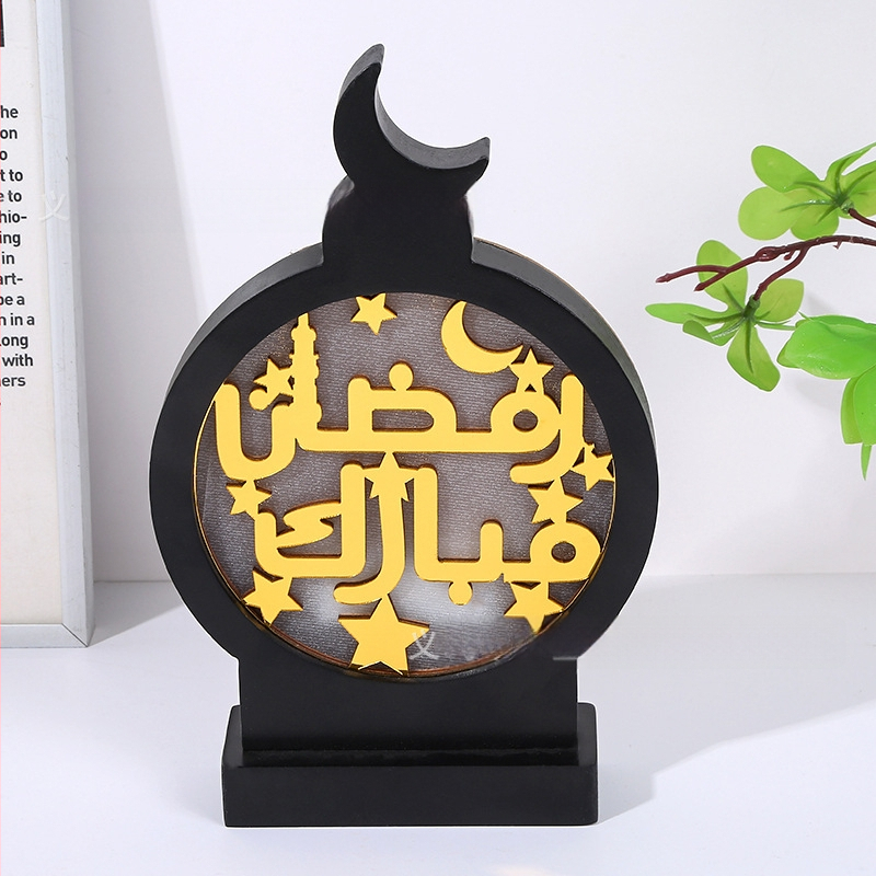 Ξύλινο διακοσμητικό σε σχήμα ρολογιού με μοτίβο αστέρι-φεγγάρι για σύγχρονη οικιακή διακόσμηση