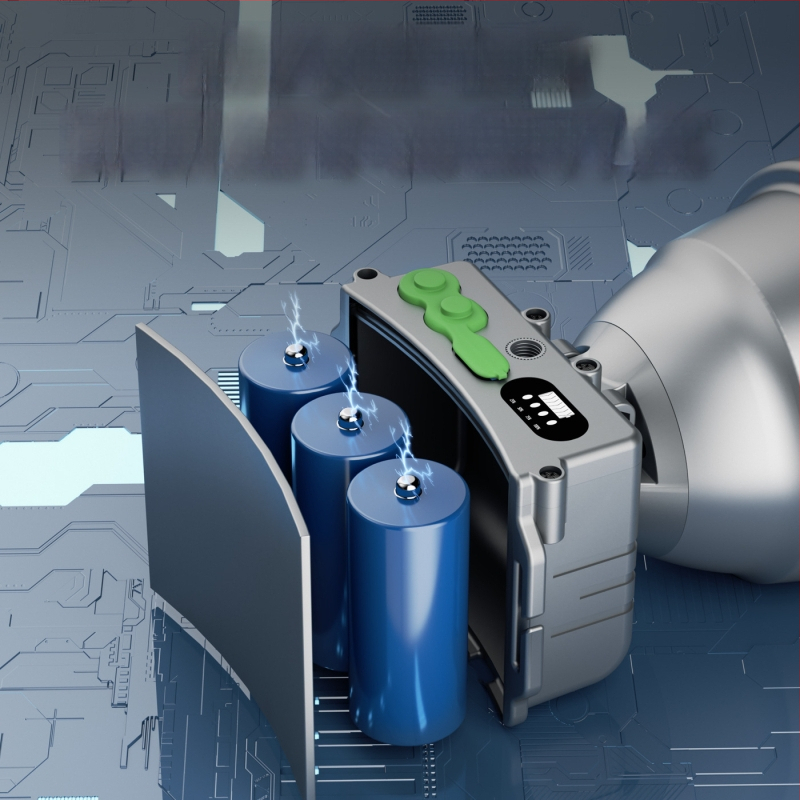 LED външна челна лампа с алуминиева сплав, батерийно захранване, капацитет на батерията 6000, мощност 100, LED източник на светлина, обхват 200–500 м