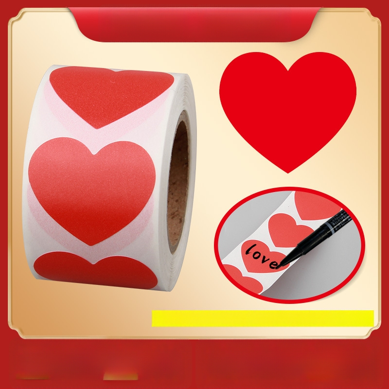 Цветен ръкописен етикет с голямо сърце – карикатурен самозалепващ етикет за имена, Wright Riley, материал: покрита хартия със лепило, персонализируем, подходящ за подарък