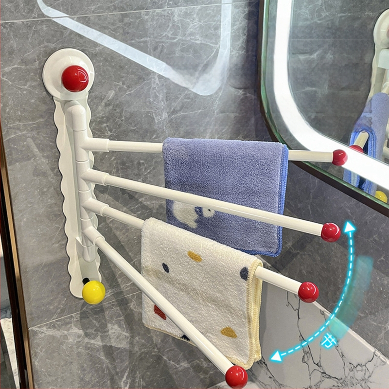 Suport de prosoape cu ventuză, rotativ, pentru baie – corp din fier, montaj fără găuri, fără urme