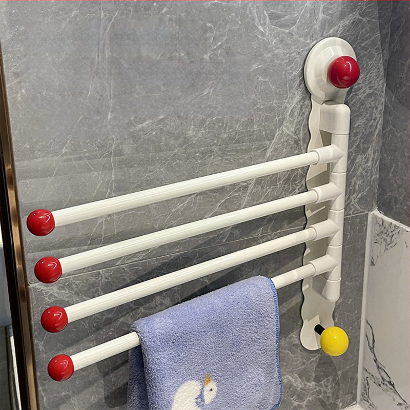 Suport de prosoape cu ventuză, rotativ, pentru baie – corp din fier, montaj fără găuri, fără urme