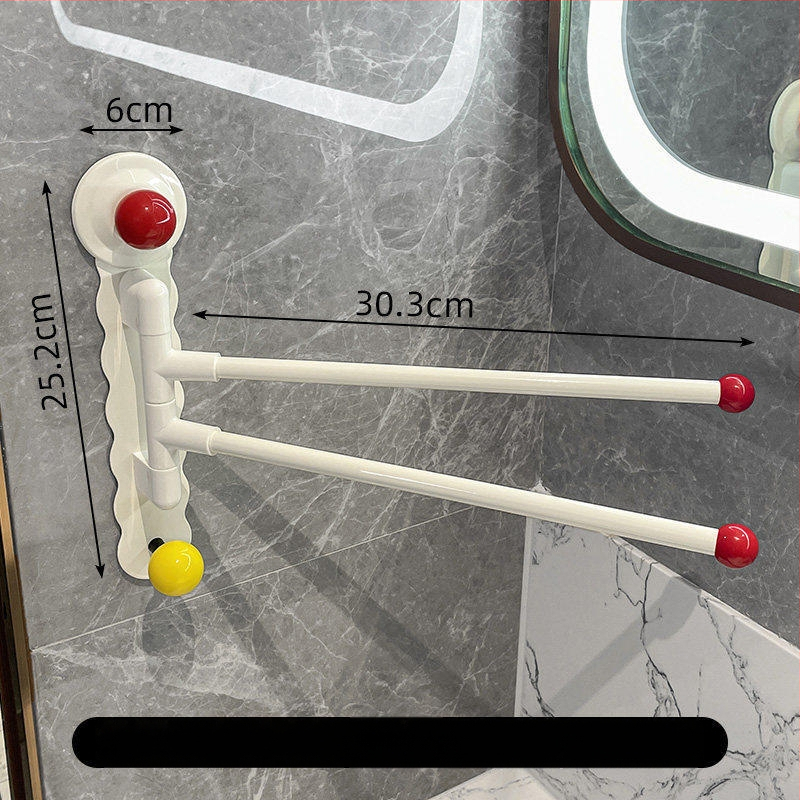Suport de prosoape cu ventuză, rotativ, pentru baie – corp din fier, montaj fără găuri, fără urme