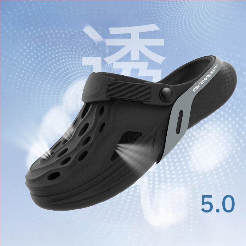 Мъжки EVA сандали, корейски стил за открито ползване, EVA горна част, EVA подметка и EVA стелка, плосък ток