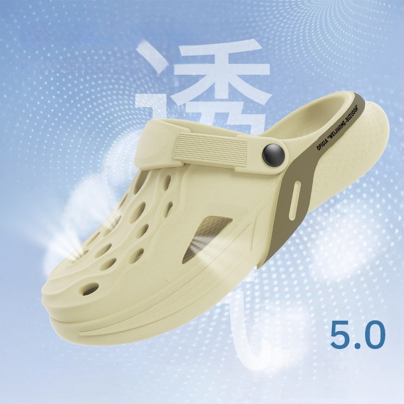 Мъжки EVA сандали, корейски стил за открито ползване, EVA горна част, EVA подметка и EVA стелка, плосък ток