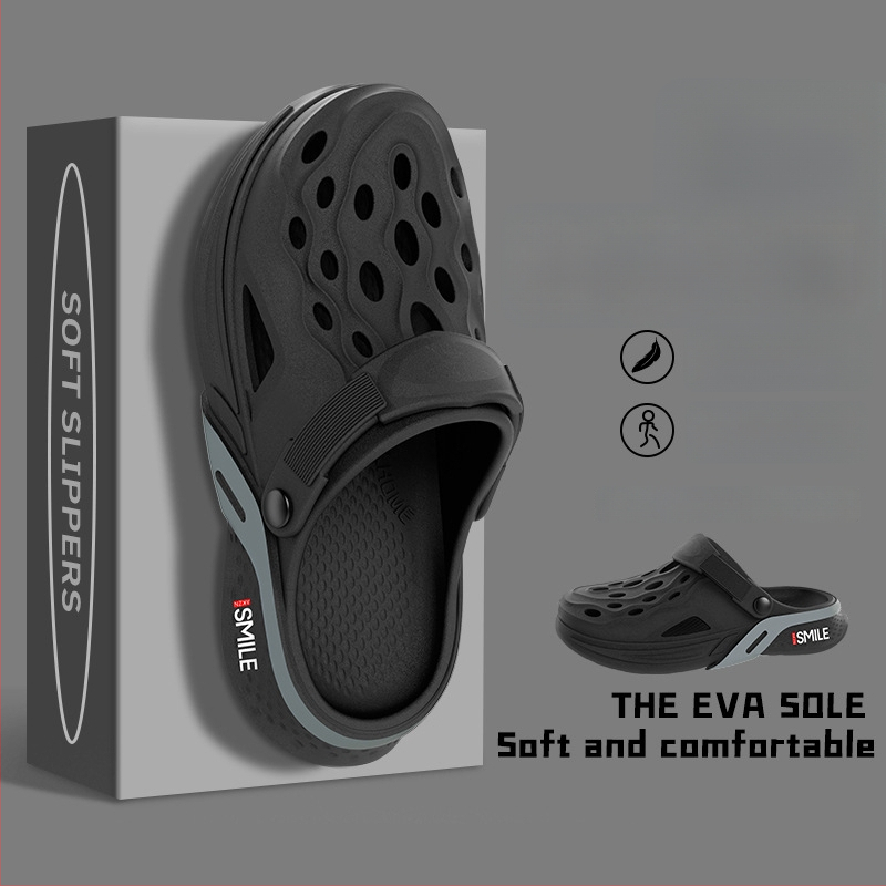 Мъжки EVA сандали, корейски стил за открито ползване, EVA горна част, EVA подметка и EVA стелка, плосък ток