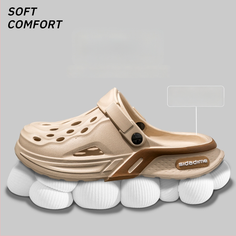 Мъжки EVA сандали, корейски стил за открито ползване, EVA горна част, EVA подметка и EVA стелка, плосък ток