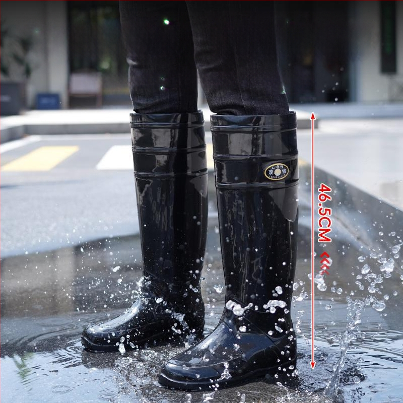 Μποτάκια βροχής μέχρι γόνατο για ενήλικες - PVC επάνω μέρος, σόλα από τένοντα βοείου, unisex, για τέσσερις εποχές